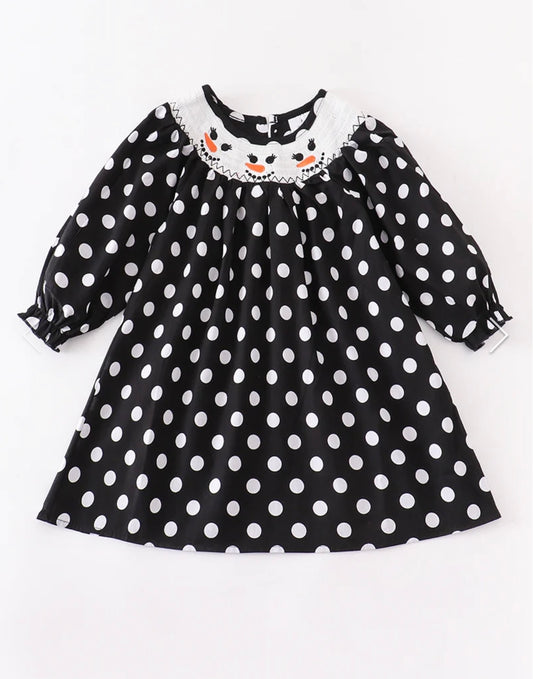 Snowman smocked dress